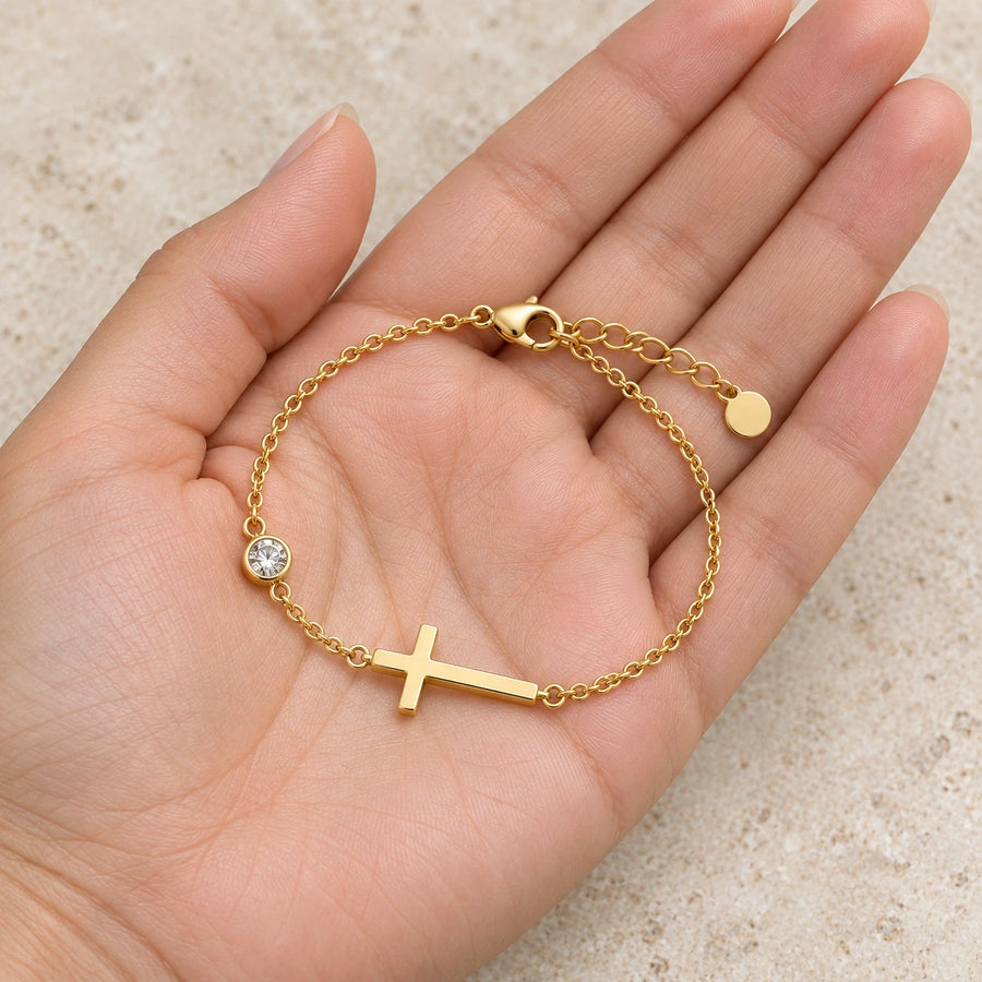 Sideways Cross Bracelet shown for scale