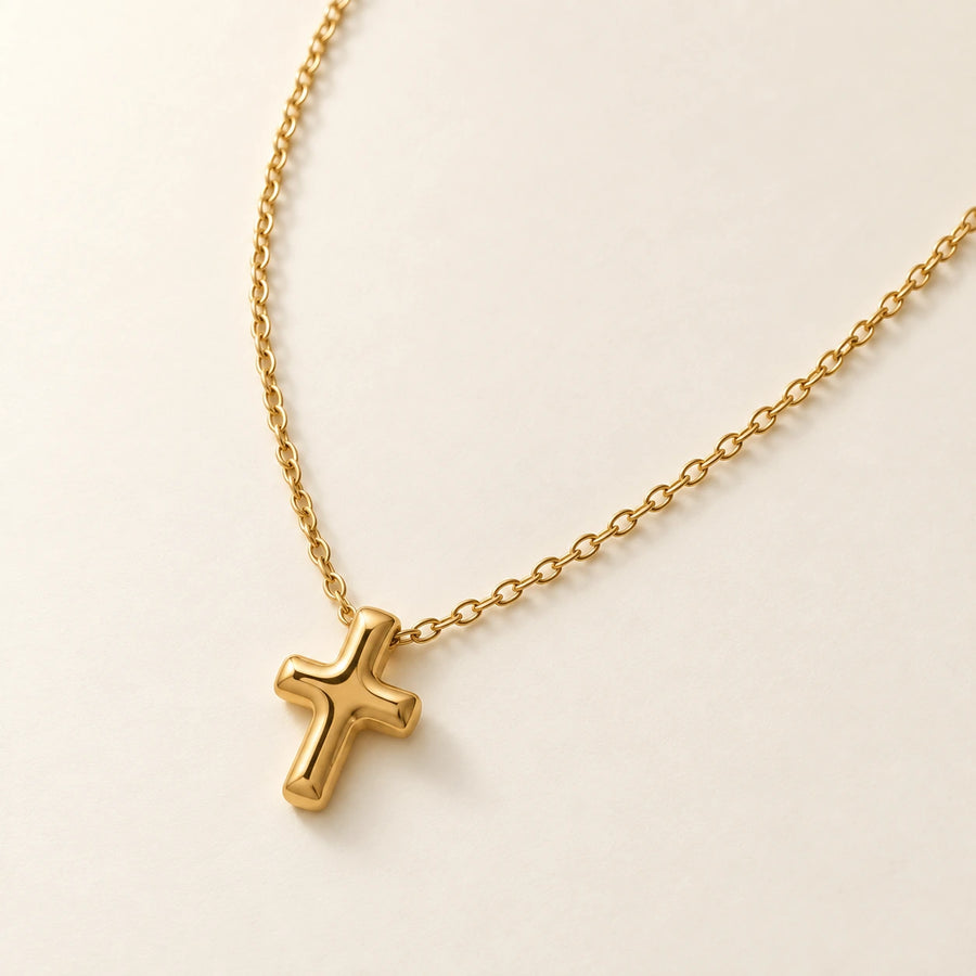 Close detail of The Bold Cross Necklace