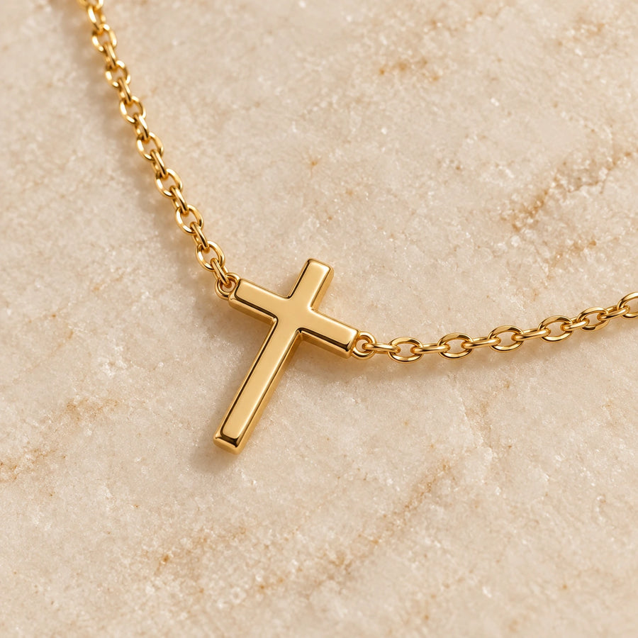 Close detail of The Classic Cross Necklace