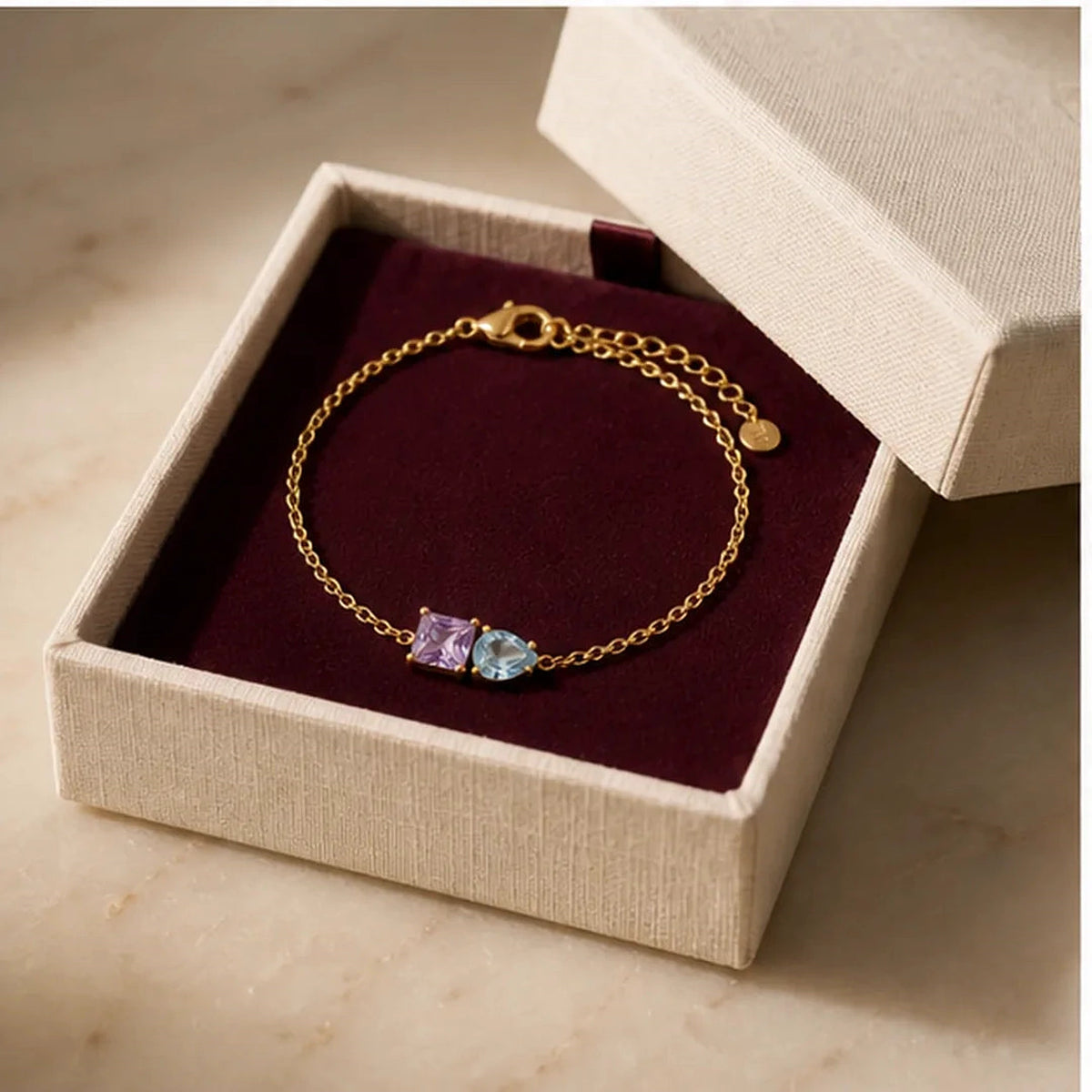 Amada | Two Birthstone Bracelet | gift box presentation | cycle 3