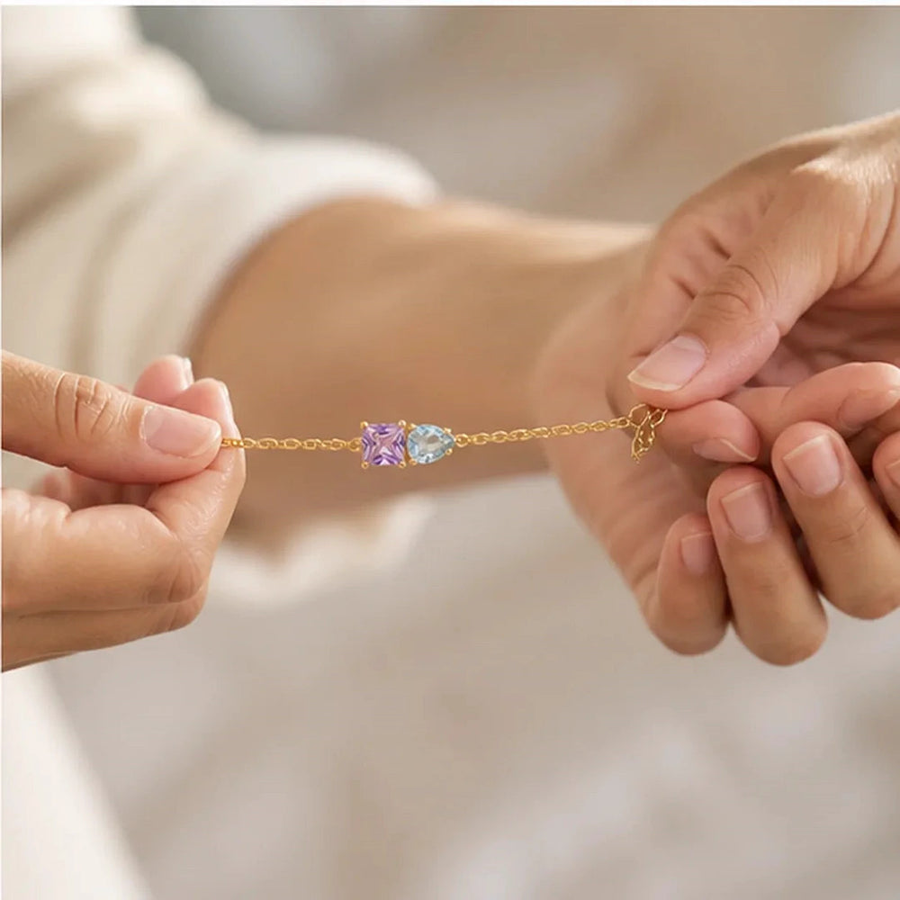 Two Birthstone Bracelet, worn and styled