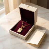 Chosen, a sealed 18K gold pendant necklace, a keepsake gift for Confirmation