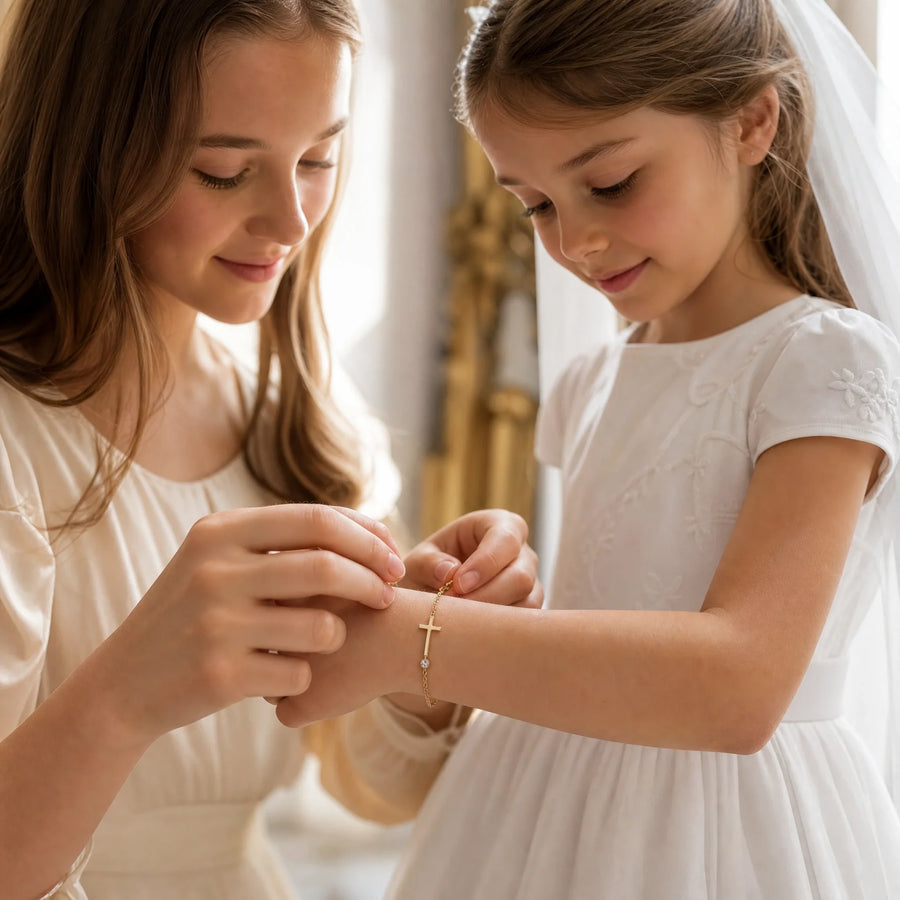 Communion Bracelet, a sealed 18K gold bracelet, a keepsake gift for First Communion