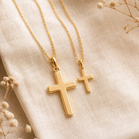 Godmother & Me, two matching sealed 18K gold cross necklaces, a keepsake gift for godmother and goddaughter