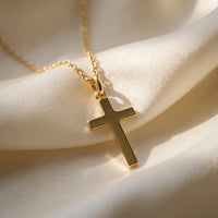 Guardian Cross, a sealed 18K gold cross pendant necklace, a keepsake gift for baptism