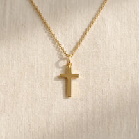 Guardian Cross, a sealed 18K gold cross pendant necklace, a keepsake gift for baptism