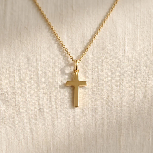 Guardian Cross, a sealed 18K gold cross pendant necklace, a keepsake gift for baptism