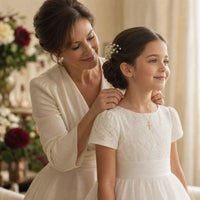 Her First Prayer, a sealed 18K gold cross necklace, a keepsake gift for First Communion