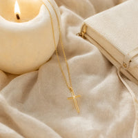 Her First Prayer, a sealed 18K gold cross necklace, a keepsake gift for First Communion