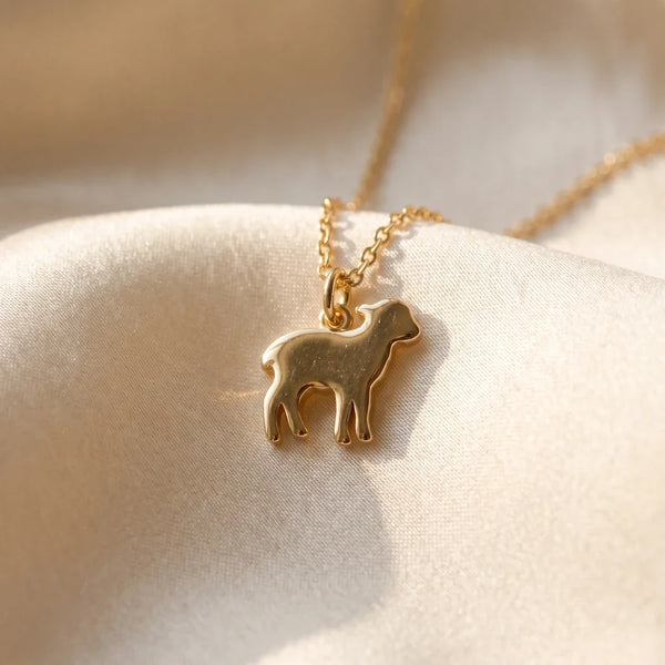 Little Lamb, a sealed 18K gold lamb pendant necklace, a keepsake gift for baptism
