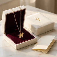 Little Lamb, a sealed 18K gold lamb pendant necklace, a keepsake gift for baptism