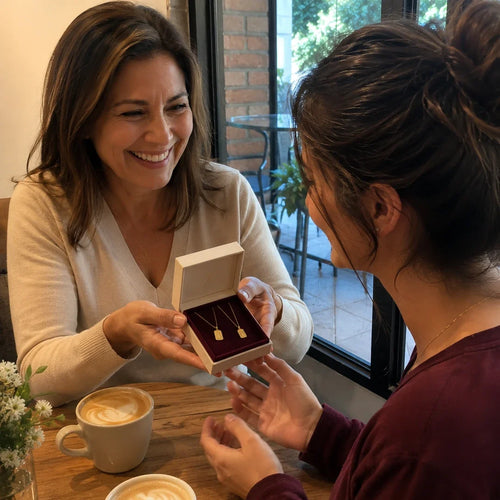 Mother & Daughter being given as a gift, photographed by a customer