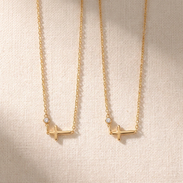 Sisters, two matching sealed 18K gold necklaces, a keepsake gift for sisters