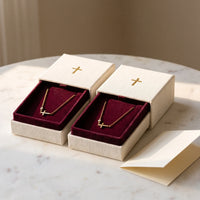 Sisters, two matching sealed 18K gold necklaces, a keepsake gift for sisters