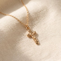 The Vow, a sealed 18K gold crucifix necklace, a keepsake gift for Confirmation