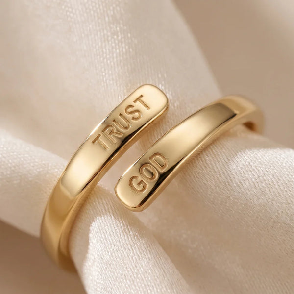 Trust God Ring, a sealed 18K gold engraved ring, a keepsake gift for Confirmation