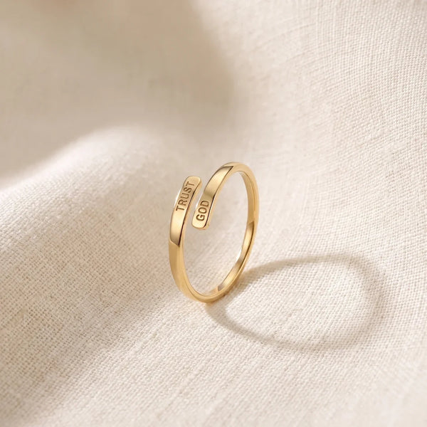 Trust God Ring, a sealed 18K gold engraved ring, a keepsake gift for Confirmation