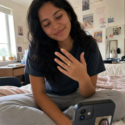 Trust God Ring being given as a gift, photographed by a customer